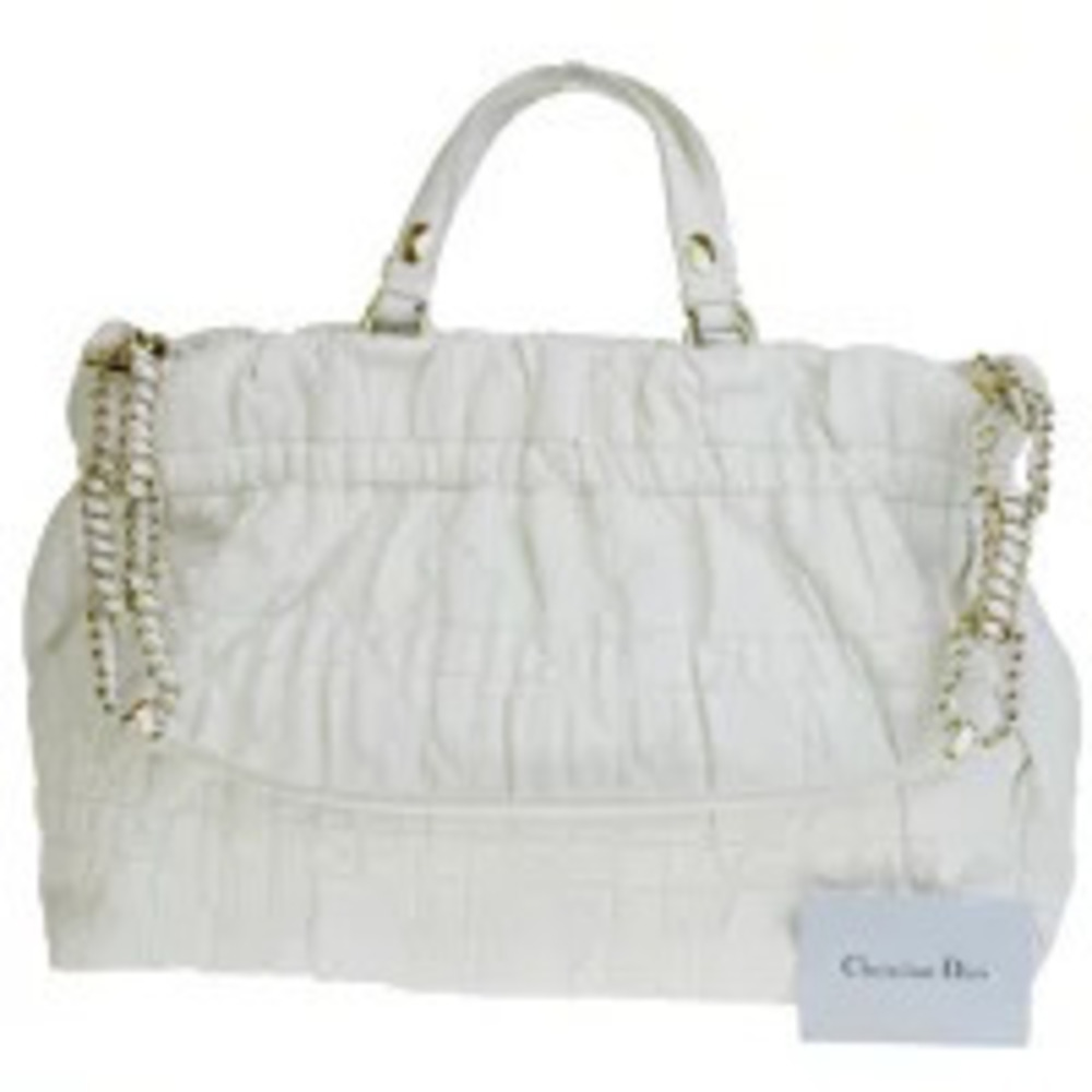Christian Dior Handbag Shoulder Bag Cannage White Leather